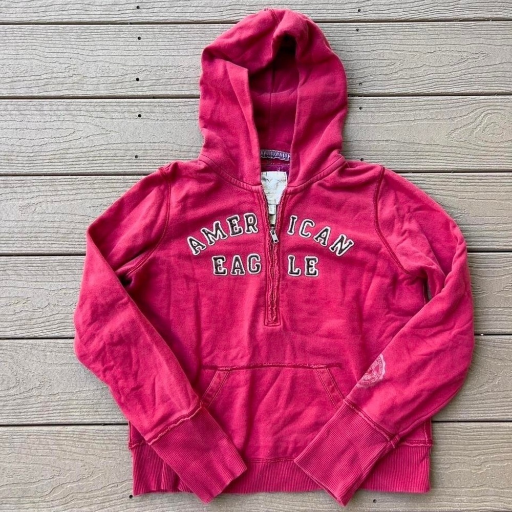 Vintage Y2K American Eagle Red 1/2 Zip Pullover Sweatshirt Women's Large